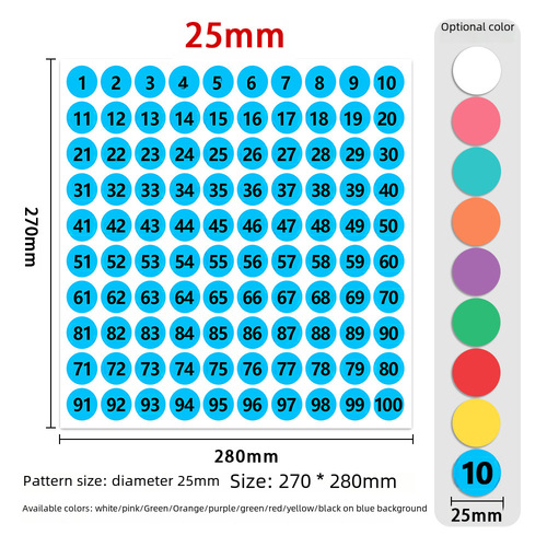 Bulk round dot digital sticker labels for clothing, shoes, socks, size tags, serial number labels, self-adhesive sticker papers