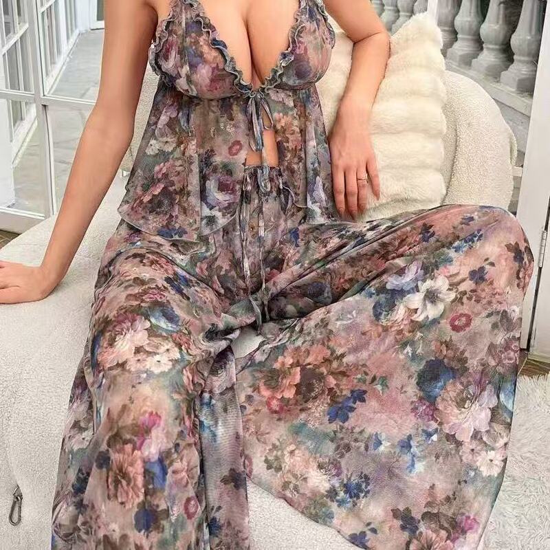 Cross-Border Supply of New Sexy Lingerie, Large Bust Style Nightgown, Sexy Pajamas for Women, Short-Sleeved Pajamas for Women