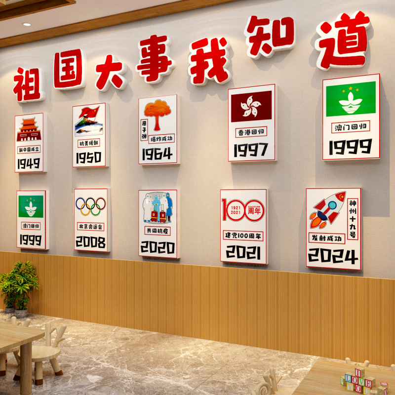 幼儿园环创爱国庆节氛围布置装饰红色主题文化墙贴祖国大事我知道|undefined