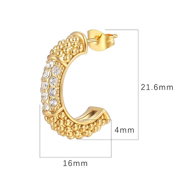 Estilo francés diamantes incrustados pendientes de acero inoxidable de alto grado retro estilo Chanel de las mujeres simples de 18K de oro de titanio pendientes de acero pendientes