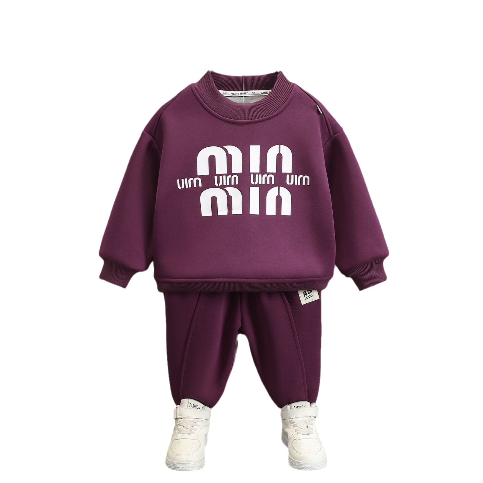 6743 Traje de suéter para niños más terciopelo engrosamiento ropa de invierno para niños 2025 otoño e invierno nuevo traje deportivo para bebés de dos piezas