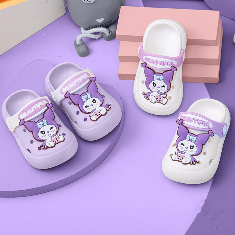 Zapatillas para niños verano 2024 nuevos niños y niñas de dibujos animados lindos pisando mierda, niños pequeños, medianos y grandes zapatos con agujeros de playa Baotou