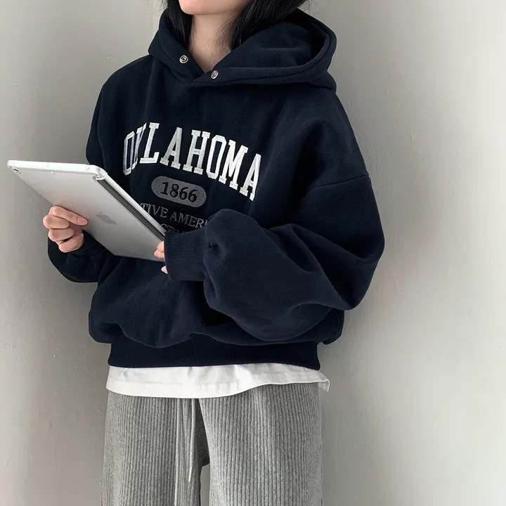 已出货  个性字母刺绣加绒加厚卫衣女|undefined