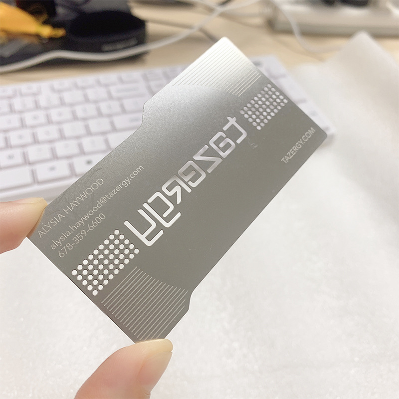 全新料不锈钢个性化银色名片任何外型可设计制作镂空花边腐蚀文字
