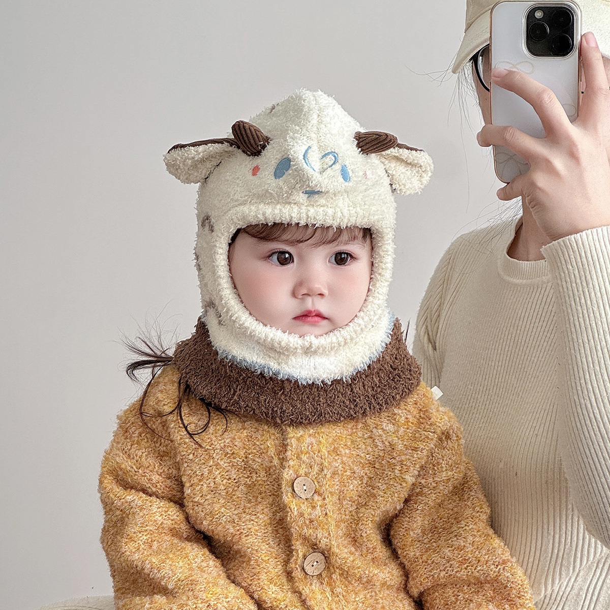 Gorro pasamontañas con bufanda para bebé térmico con protección para orejas para invierno