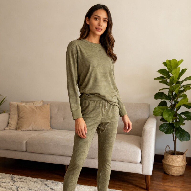 Junxu's 25Th Autumn and Winter New Men's and Women's Round Neck Anti-Static Warm Lightweight Intimates Set