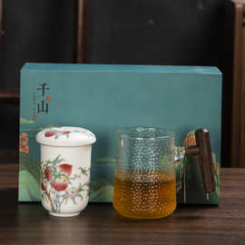 玻璃泡茶杯办公室男女个人专用高档茶具套装茶水分离观山喝水杯子
