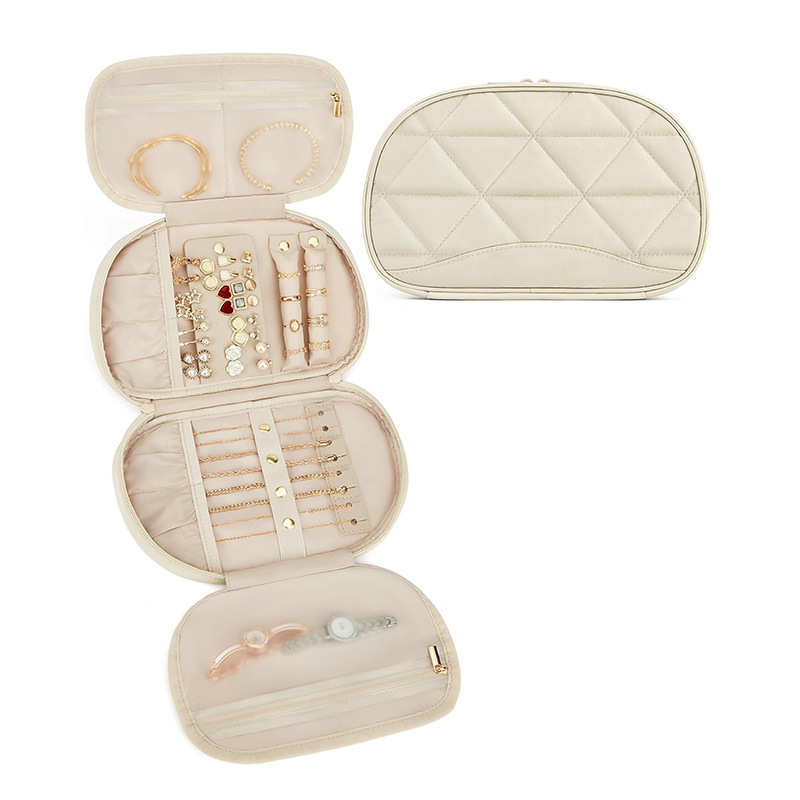 Nuevo bolso de joyería de viaje de Amazon, bolso de almacenamiento de joyas, caja de almacenamiento de joyas, rollo de almacenamiento, anillo, collar, pendientes