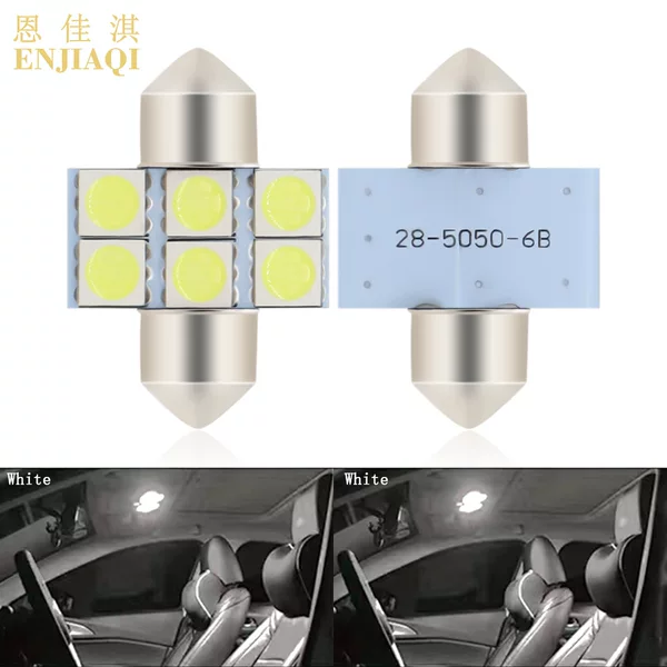 Car LED reading light double tip 5050 6SMD 28MM roof light interior lamp license plate light car compartment light