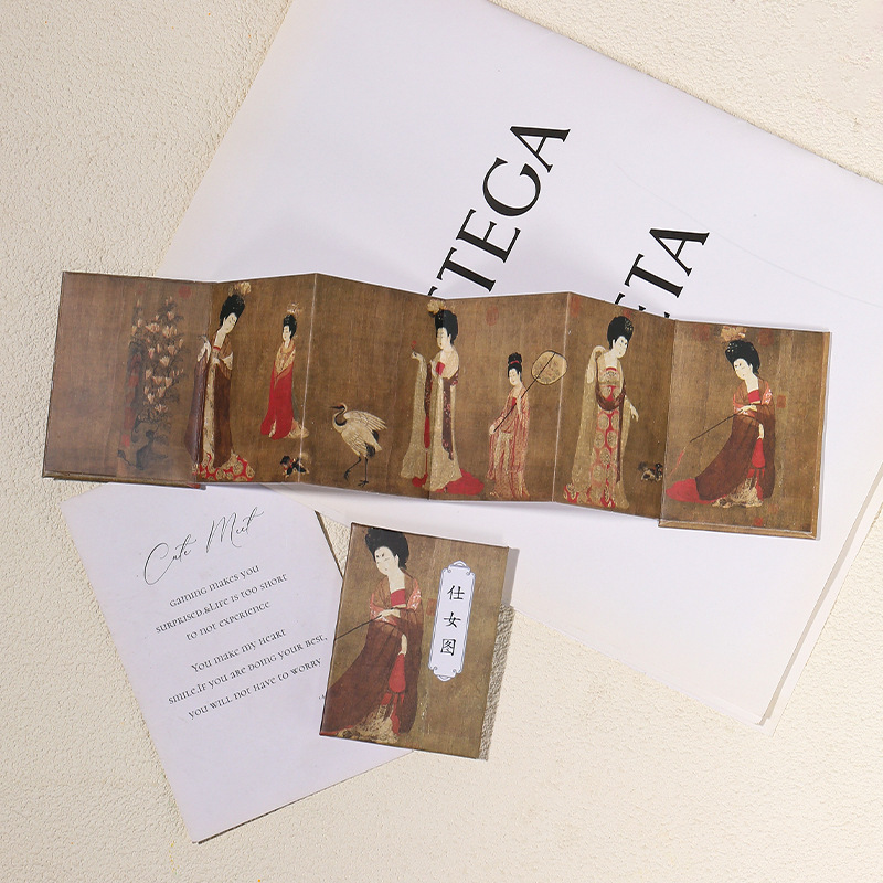 (2개) 냉장고 스티커 책 천 마일의 강과 산 난초 파빌리온 서문 중국 스타일 문화 및 창조 박물관 유명한 그림 폰티오 기념품