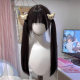Women's Wig Lolita Long Straight Hair Natural Straight Bangs Cold Heart with Little Rose Double PONYWEI JK Full Head Cover