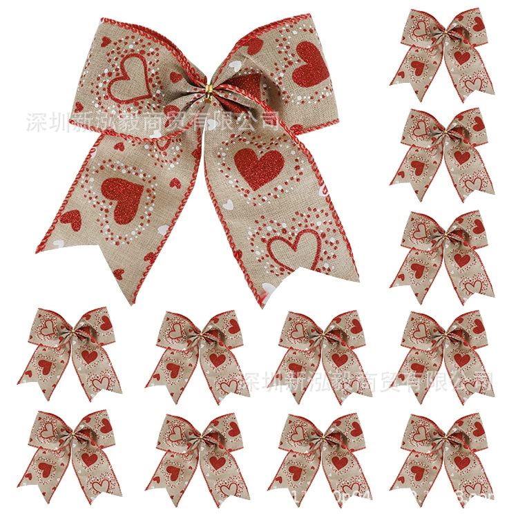 День Святого Валентина с принтом красного сердца Гессен Бант Украшение Бант День Святого Валентина Подарочная упаковка Аксессуары для вечеринок