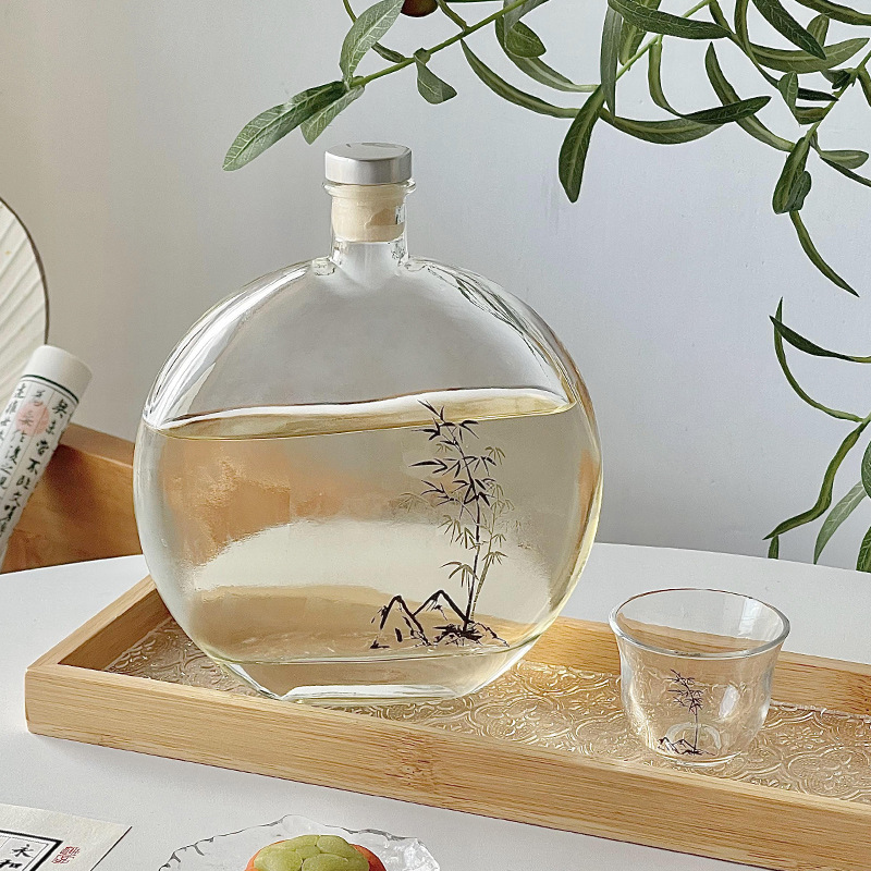 New Chinese tea house cold extraction bottle national fashion bamboo cold tea brewing stove ice tea bottle Tea Cup suit tool fruit wine bottle