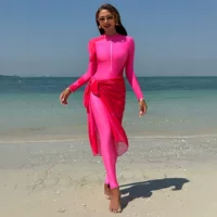 AliExpress трансграничный источник wish купальник женский пляж солнцезащитный крем с длинными рукавами мясной купальник ближневосточной внешней торговли стиль