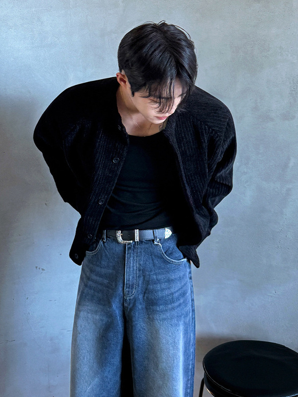 MYQ灯芯绒短款立领夹克男秋季cleanfit外套韩系慵懒风宽松上衣|undefined
