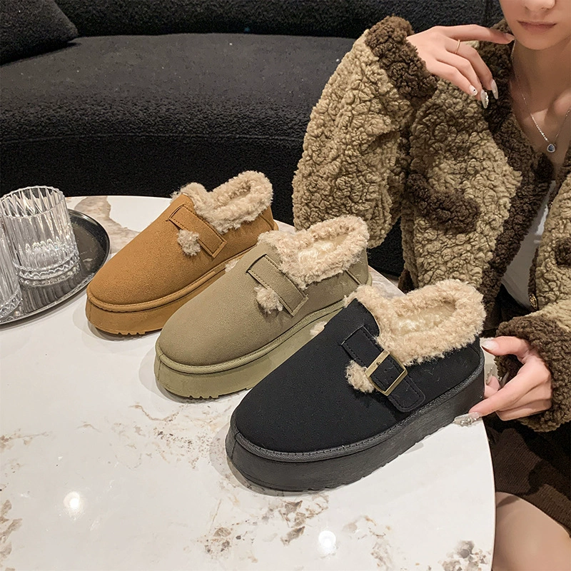 Оптовые оптовые хлопчатобумажные тапочки осенью и зимой новая корейская версия женского бархатного утолщения снежные сапоги толстой подошвы теплая женская обувь