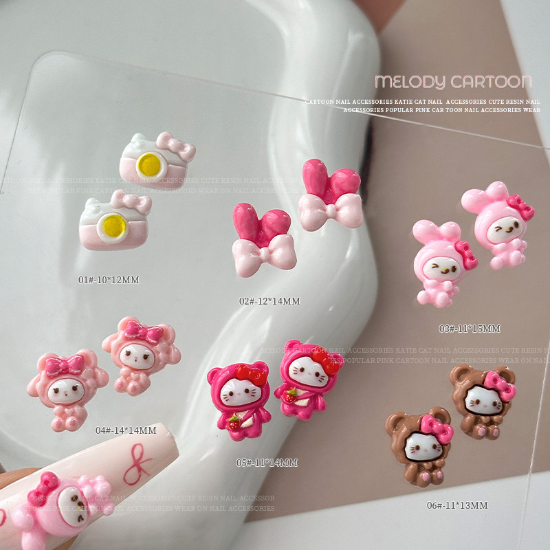 KT & 美楽ティ漫画ネイルアクセサリーかわいい立体熊カメラ美楽ティdiy樹脂着用甲アクセサリー