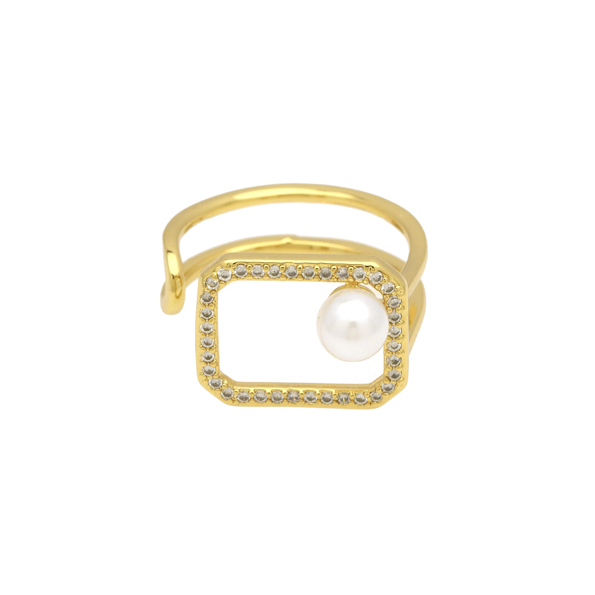 7g Weight 18K Gold Plated Plating Material Pearl, Zircon Inlay Material Open Rings Classification Adjustable Ring Size 1 Piece Quantity Holiday, Daily Occasion Copper Material Geometric, Dragonfly Pattern Women's Gender Inlay Design Simple Style, IG Style Style Copper 18K Gold Plated Inlay Geometric Dragonfly Pearl Zircon Open Rings 10
