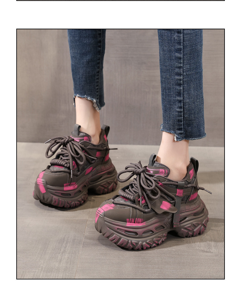 Giày sneaker nữ đế dày tăng chiều cao kiểu platform — màu đen chi tiết 13