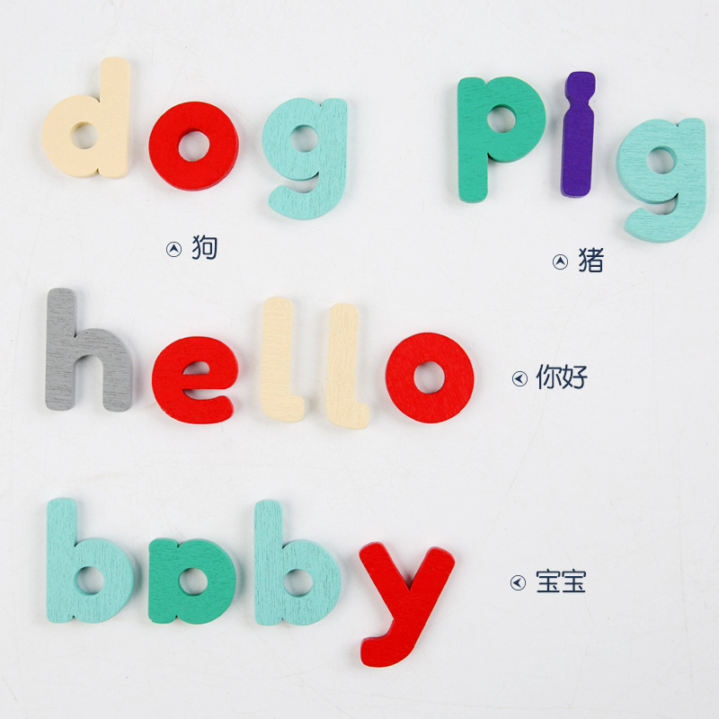 Rompecabezas palabras niños y niñas cognitiva animal letras inglesas juguetes de madera para niños bebé educación temprana bloques construcción educativos