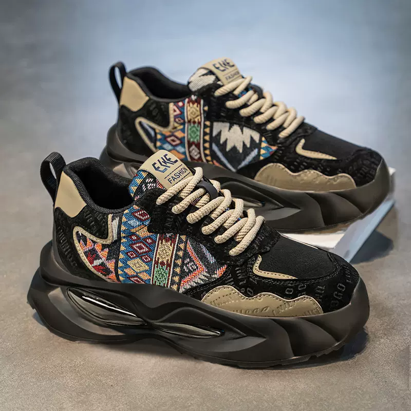 欧洲站男鞋2025春季新款超轻厚底软底减震国朝爆款增高休闲运动鞋