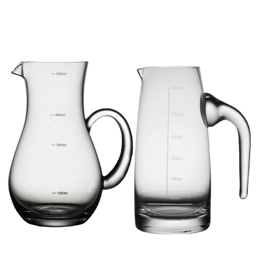 Inventario al por mayor cristal licor dispensador de vino tinto tetera de vino cucharada con una escala taza masculina clásica set