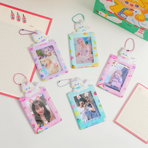 Korean version of Cartoon Cat Goo Ka Card Holder Cute Girl Three-Inch Polaroid Photo Storage Bag Small Card Card Bag Pendant