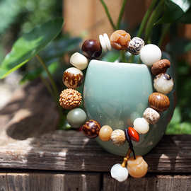 正宗原创十八籽菩提子佛珠手链 文艺手串包邮 莲花与福袋