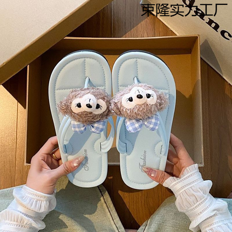 卡通可爱雪梨玫人字拖外穿女2025年夏季百搭软底沙滩厚底休闲网红