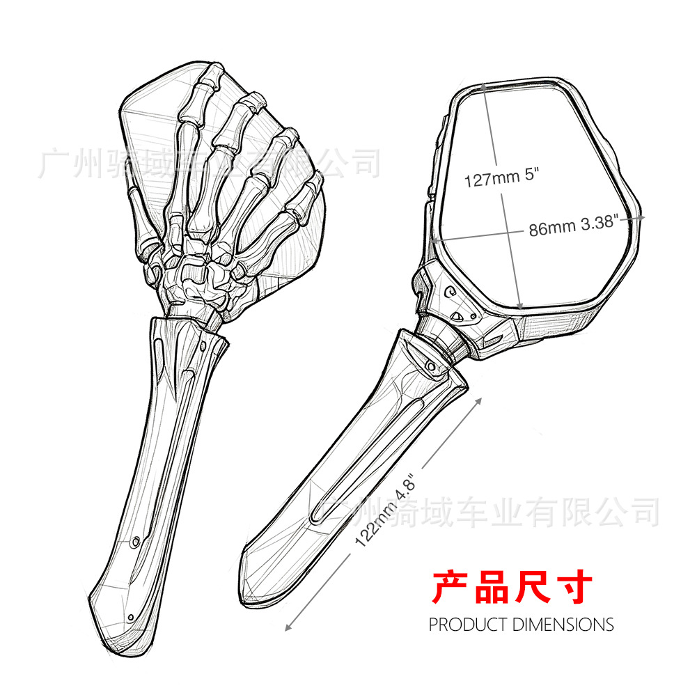 Wholesale Harley Skull Hand Sports Bike Street Bike Modified Rearview Mirrors Motorcycle Accessories Reversing Mirrors Motorcycle Mirrors