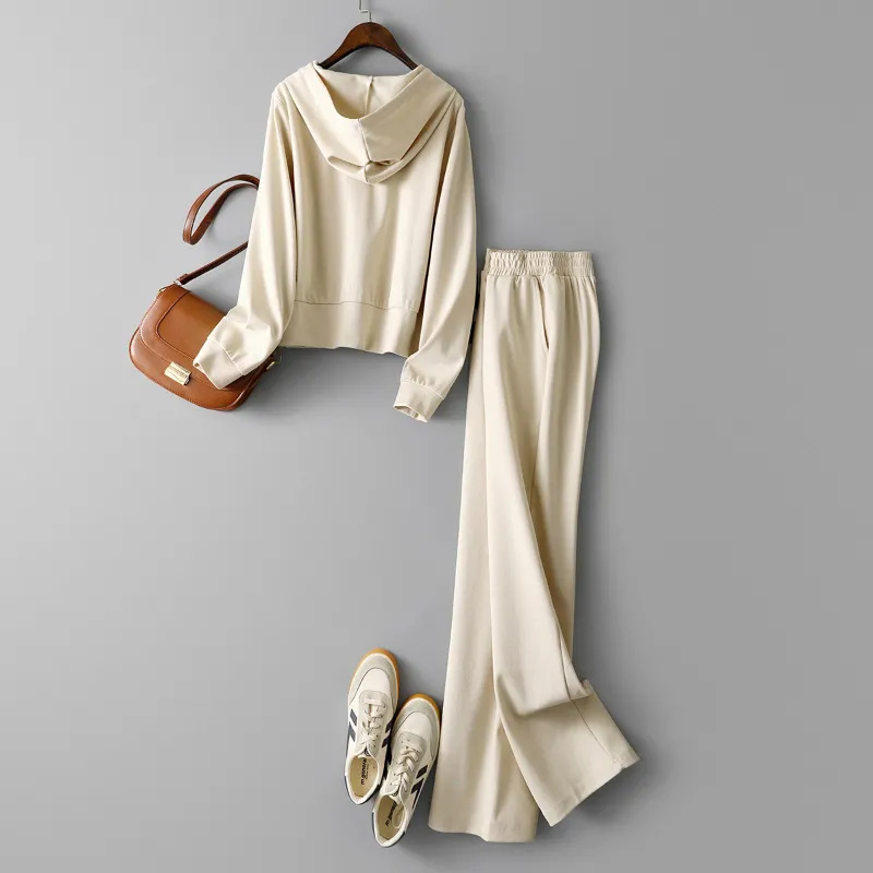 Women's Clothing Fashion casual spring sweatshirt sports pants suit women 2023 new sweatpants top two piece suit_voghion.com