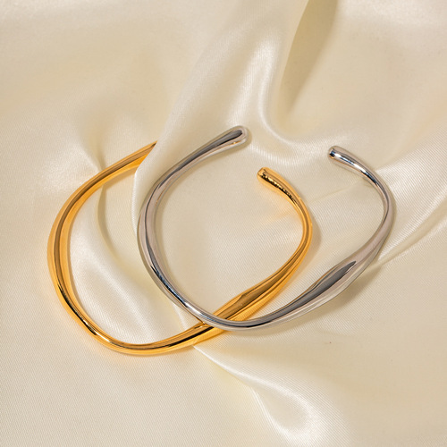 INS niche style women's titanium steel necklace 18K gold stainless steel special-shaped open bracelet Xiaohongshu same style bracelet