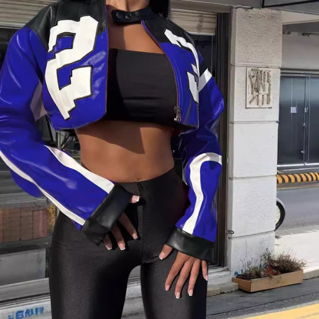 Women's Slim Fit Zip-Up Jacket – Stylish Long Sleeve Outerwear For Autumn & Winter, Streetwear & Rock Fashion_ecoleips.com