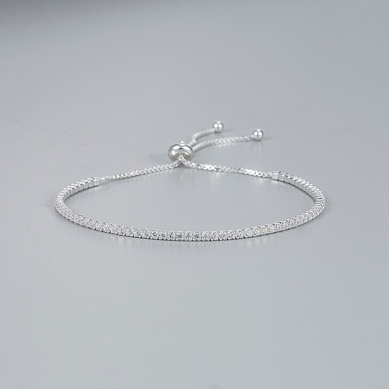 Estilo Simple Cuadrado Plata Embutido Circón Pulsera 1 Pieza display picture 1