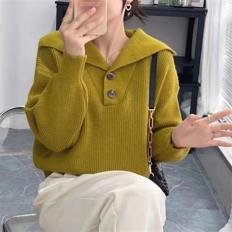 2024 primavera nuevo diseño coreano sensación de camiseta de punto suelta camiseta de punto perezosa brida suéter de moda image 9