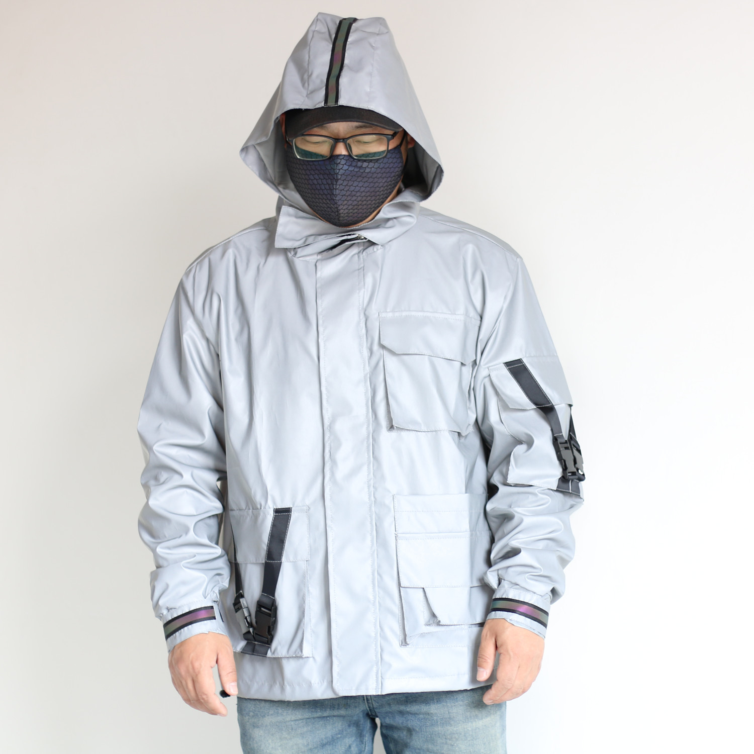 Männerkleeder Robust Reflexjacke fir Männer Outdoor Taktesch Aarbechtskleedung Multi-Taschen-Kapuzejacke Männerkleeder_voghion.com