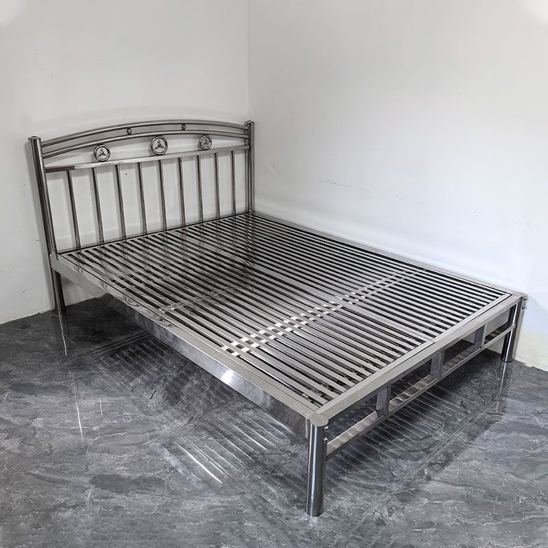 Thickened Moisture-Proof Stainless Steel Simple Wrought Iron Bed 1.5/ 1.8m Rental Housing Foshan Furniture Manufacturer Direct Sale