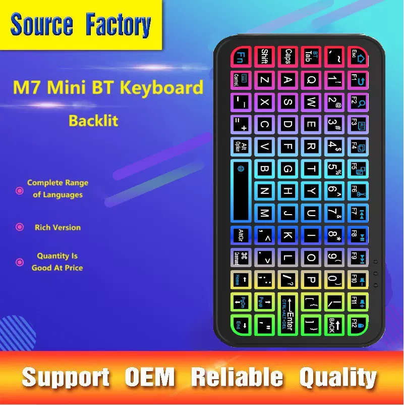 新品迷你蓝牙键盘多功能7彩发光超薄SmartKeyboard跨境便携键盘