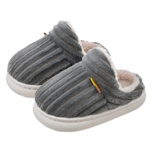 Winter Children's cotton slippers boys and girls non-slip warm bag heel parent-child plush fleece-lined home baby cotton slippers