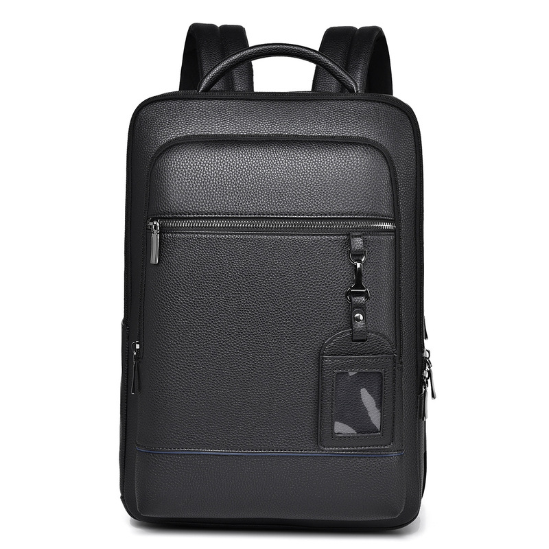 Men's simple cross-border new business PU water-resistant laptop backpack with large capacity