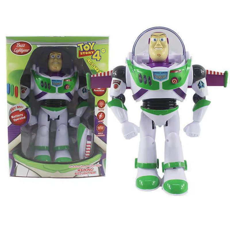 28cm Buzz Lightyear con alas para caminar y efectos de sonido luminosos: batería normal, 6 baterías gratis