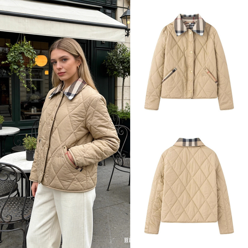 Za Foreign Trade Cross-Border Wholesale European and American Style Women's Winter Plaid Cotton Coat with Lapel, Long Sleeves, Double Pockets, and Single-Breasted Buttons