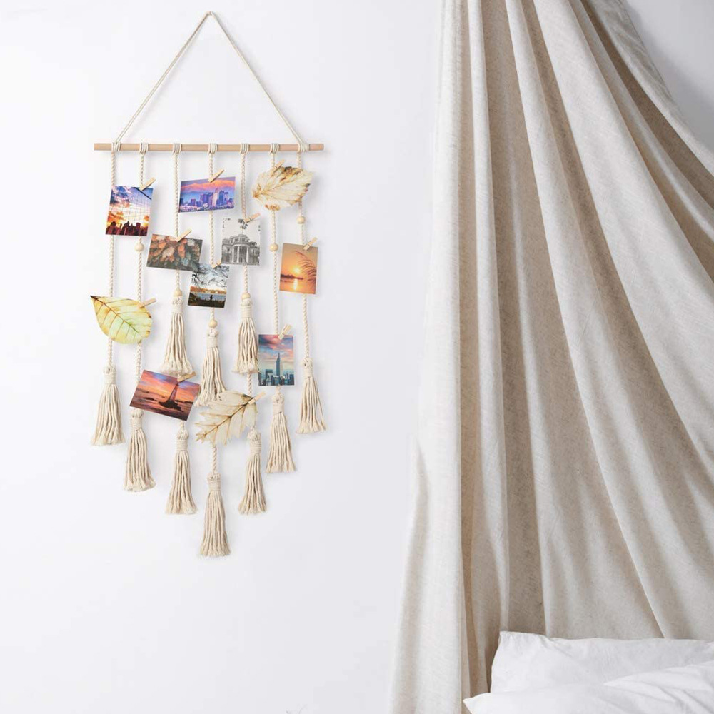 Cross-border photo album woven decorative storage wall rug Nordic home hanging photo rack wall hanging handmade rug