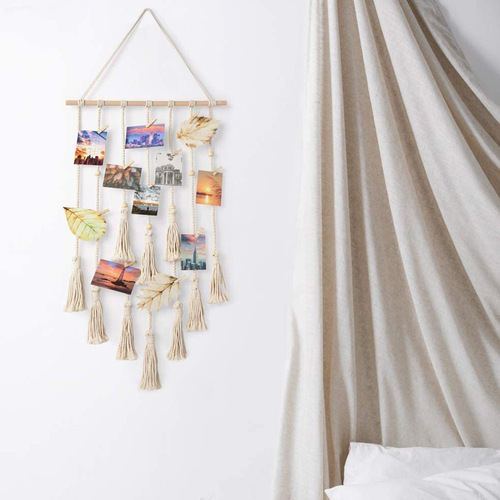Cross-border photo album woven decorative storage wall rug Nordic home hanging photo rack wall hanging handmade rug