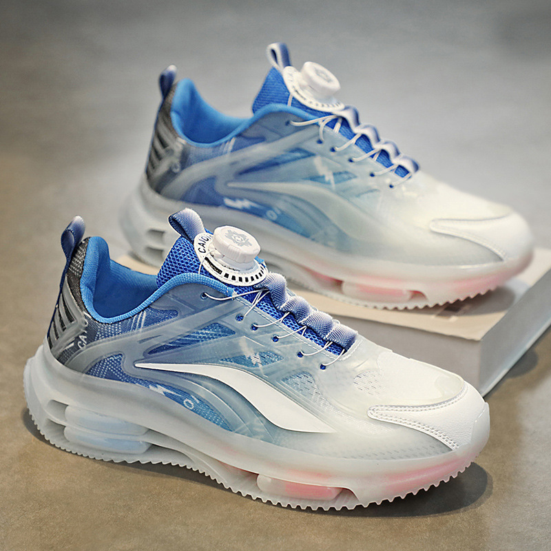 Men's Shoes Spring and Summer Rotating Button Youth Sports and Leisure Couples Running Air Cushion Shock Absorption Heightening Dad Trendy Shoes