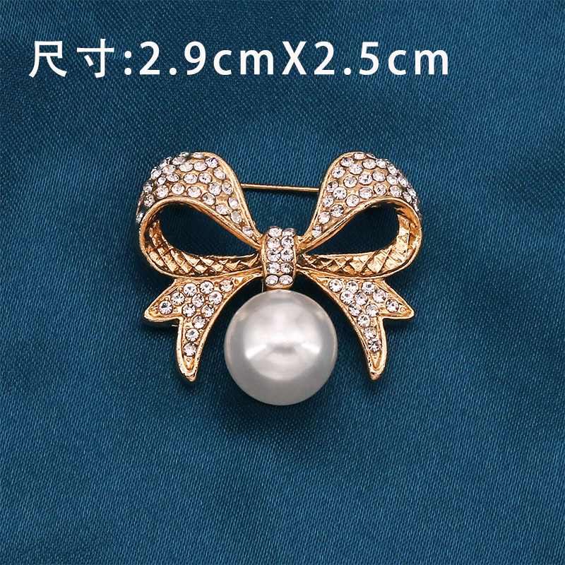 Broche à nœud papillon tendance en alliage anti-exposition haut de gamme, incrustée de diamants, style Coran, ornée de strass._voghion.com