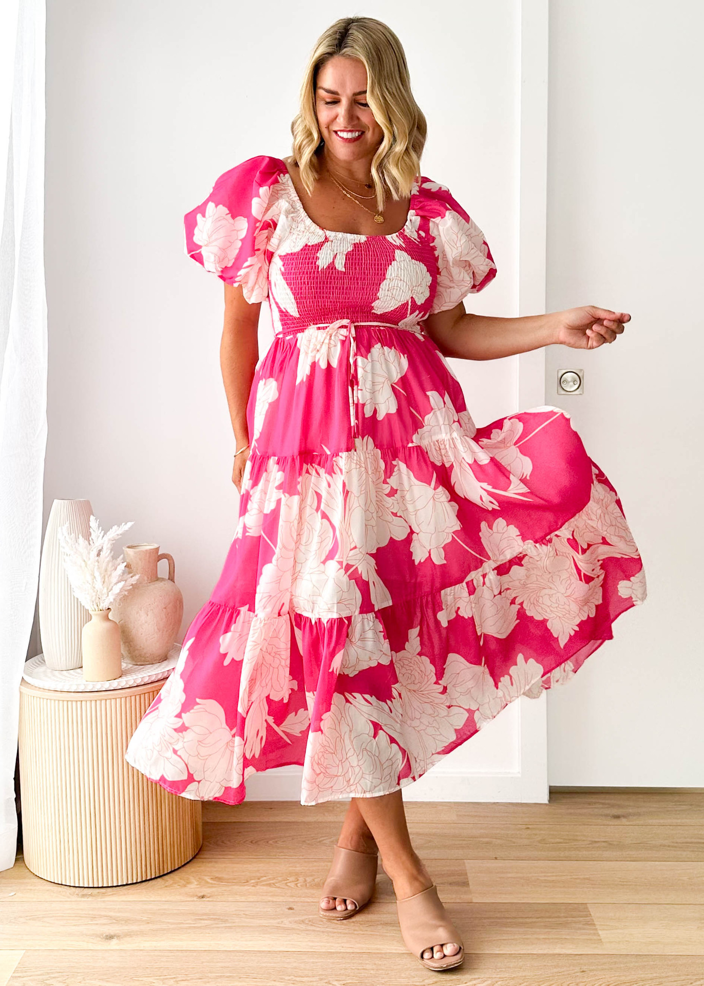 266g Weight Maxi Long Dress Dress Length Type Short Sleeve Sleeve Length Swing Dress Dresses Type Puff Sleeve Sleeve Type Polyester Fabric Type High Waist Waist Line Holiday, Daily Occasion Off Shoulder Neckline Slim Fit Type Flower Pattern Spring Season Women's Gender Printing Design Elegant, Pastoral Style Wholesale Women's Elegant Pastoral Printing Flower Holiday Daily Off Shoulder Short Sleeve Swing Dress 9