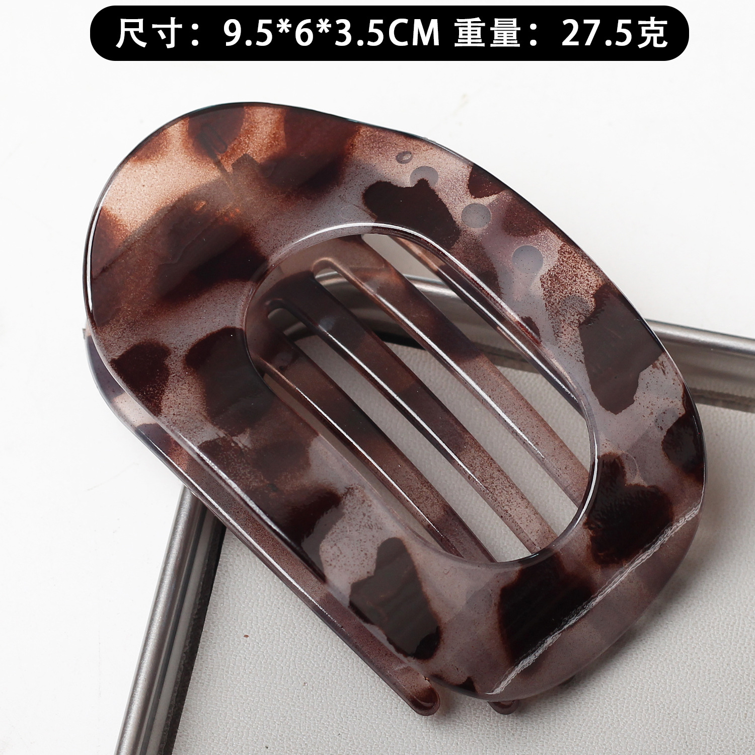 Nuevo material transfronterizo de PC plano elíptico clip de cabello de la cabeza trasera rascar el cabello de la cabeza curva temperamento arco clip de tiburón adornamiento para el cabello image 11