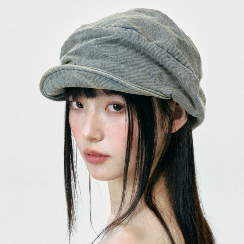 新款做旧牛仔堆堆报童帽子女复古韩版日系画家帽街头时尚鸭舌帽夏|undefined