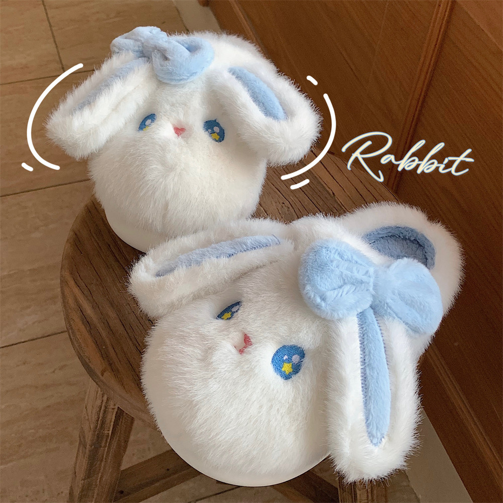 Pantofole morbide da interno per la casa e l'autunno e l'inverno dopo il parto Baotou, simpatiche pantofole in cotone di peluche caldo con coniglio femmina_voghion.com
